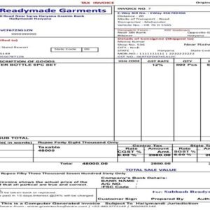 Bill to Ship to – GST Bill Format Design (With E-Way Bill Details)